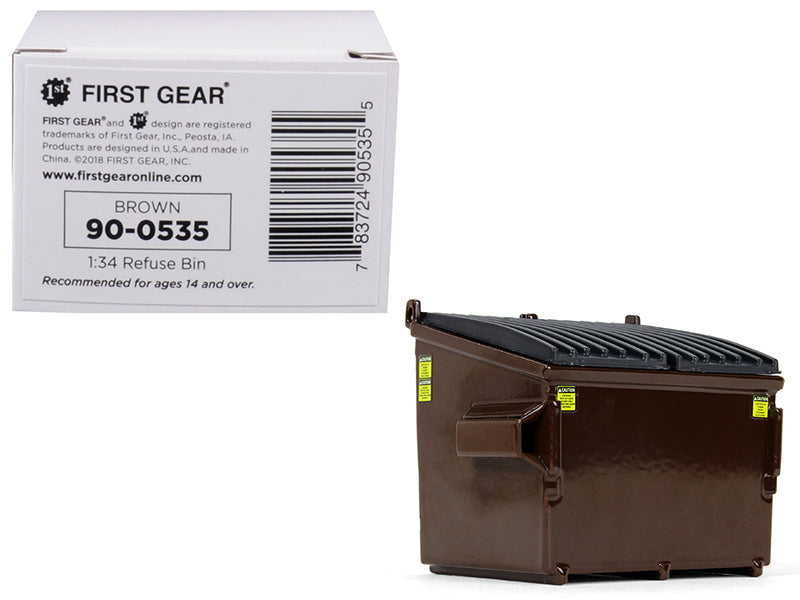 Refuse Trash Bin Brown 1/34 Diecast Model by First Gear  free shipping USA