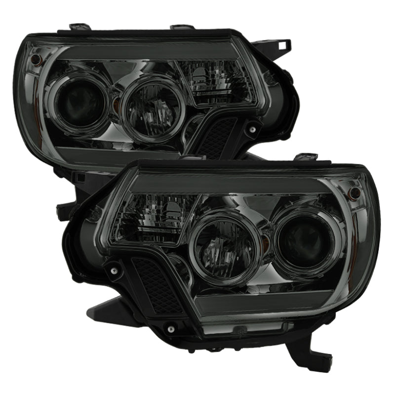 FR SPORT Spyder Toyota Tacoma 12-16 Projector Headlights Light Bar DRL Smoke PRO-YD-TT12-LBDRL-SM...