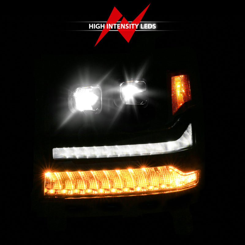 ANZO 16-18 Chevy Silverado 1500 (Factory HID Models ONLY) Full LED Proj Headlights Black - Pair 111622A