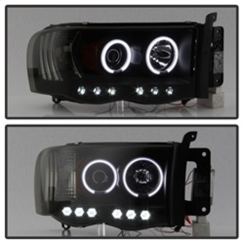FR SPORT Spyder Dodge Ram 1500 02-05 03-05 Projector Headlights CCFL Halo LED Blk Smke...