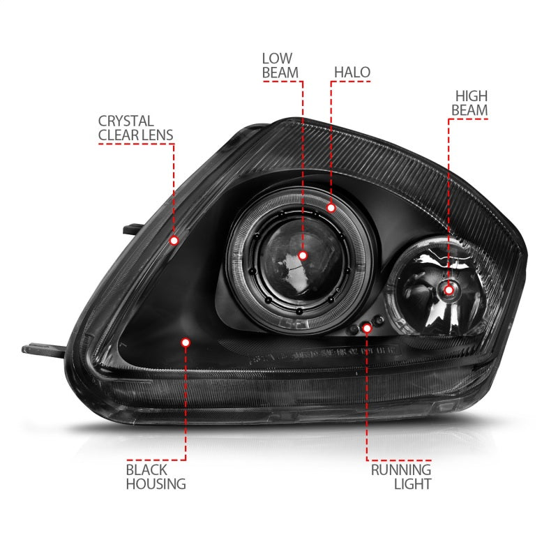 Anzo 2000-2005 Mitsubishi Eclipse Projector Headlights w/ Halo Black