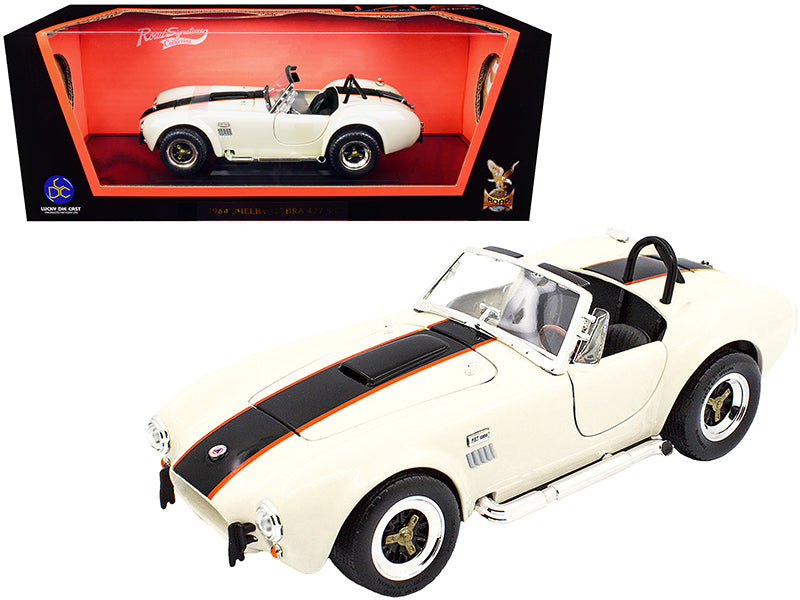 Rapid Vehicles 1964 Shelby Cobra 427 S/C Roadster Cream with Black and Orange Stripes 1/18...