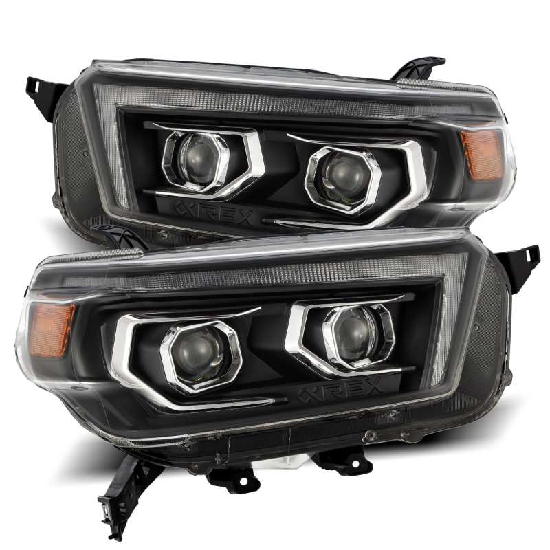 FR SPORT AlphaRex 10-13 Toyota 4Runner LUXX LED Proj Headlights Plank Style Black w/Seq...