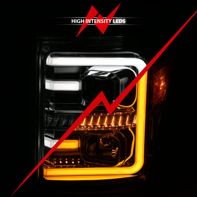 FR SPORT ANZO 11-16 Ford F-250/F-350/F-450 Projector Headlights w/ Plank Style Switchback Chrome...