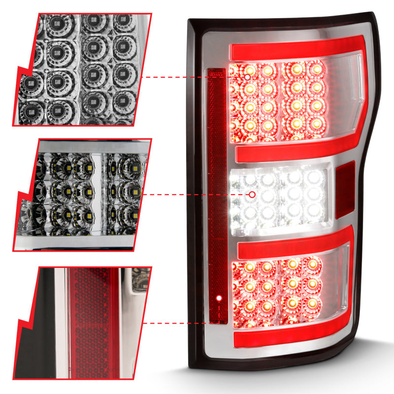 FR SPORT ANZO 2018-2019 Ford F-150 LED Taillight Chrome (Red Light Bar) (w/ Sequential) 311316 -...