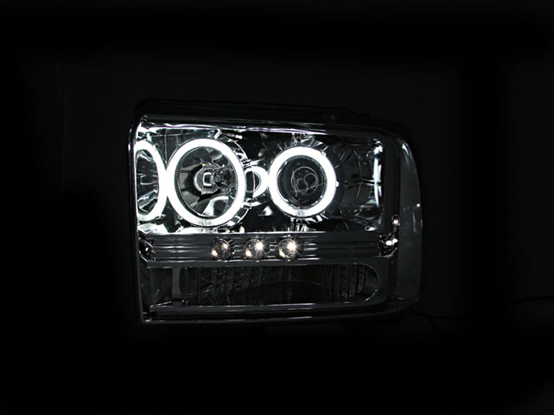 Anzo 2005-2007 Ford Excursion Projector Headlights w/ Halo Chrome w/ LED St
