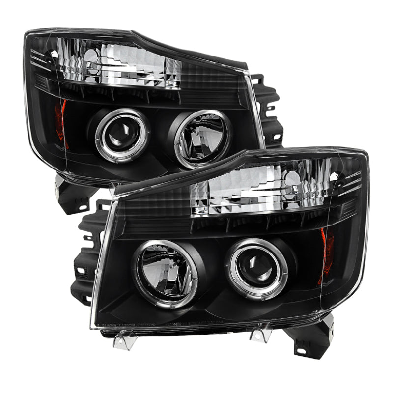 FR SPORT Spyder Nissan Titan 04-14/Armada 04-07 Projector Headlights LED Halo LED Blk...