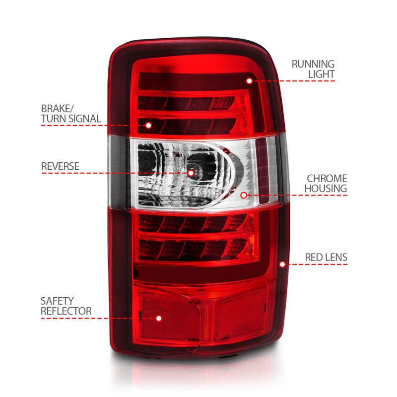 ANZO 2000-2006 Chevrolet Tahoe LED Tail Lights w/ Red Lens Chrome Housing 311364