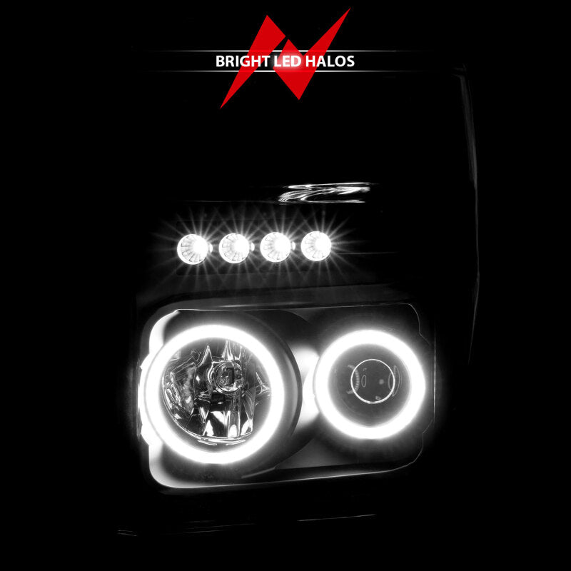 Anzo 2008-2010 Ford F-250 Projector Headlights w/ Halo Black (CCFL)