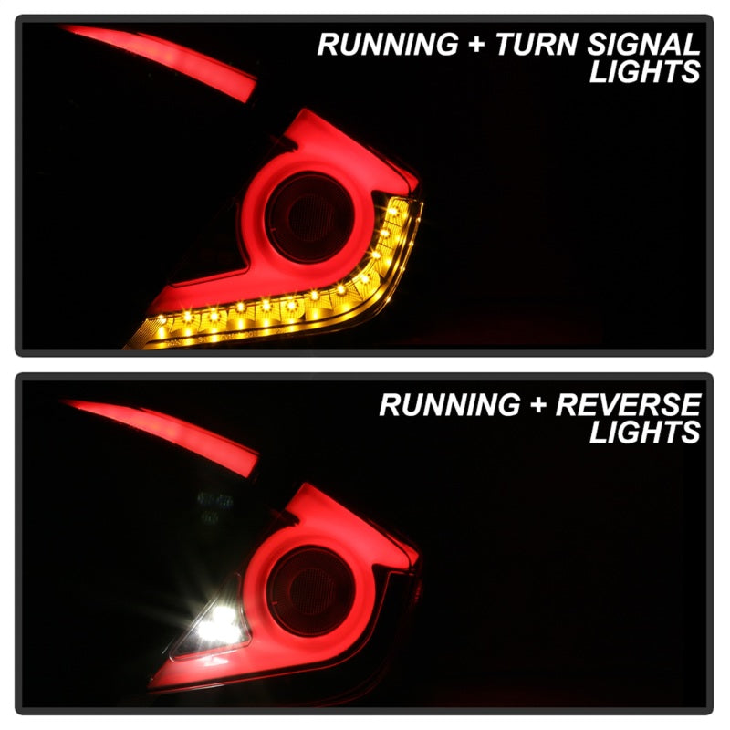 FR SPORT Spyder 16-19 Honda Civic 4 Door Light Bar LED Tail Lights - Black - ALT-YD-HC164D-LB-BK...