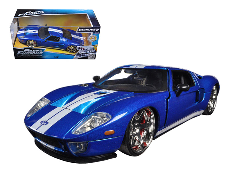Rapid Vehicles Ford GT Blue with White Stripes "Fast & Furious 7" (2015) Movie 1/24 Diecast Model...