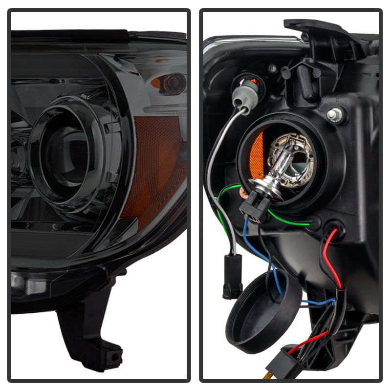 FR SPORT Spyder Toyota Tacoma 12-16 Projector Headlights Light Bar DRL Smoke PRO-YD-TT12-LBDRL-SM...