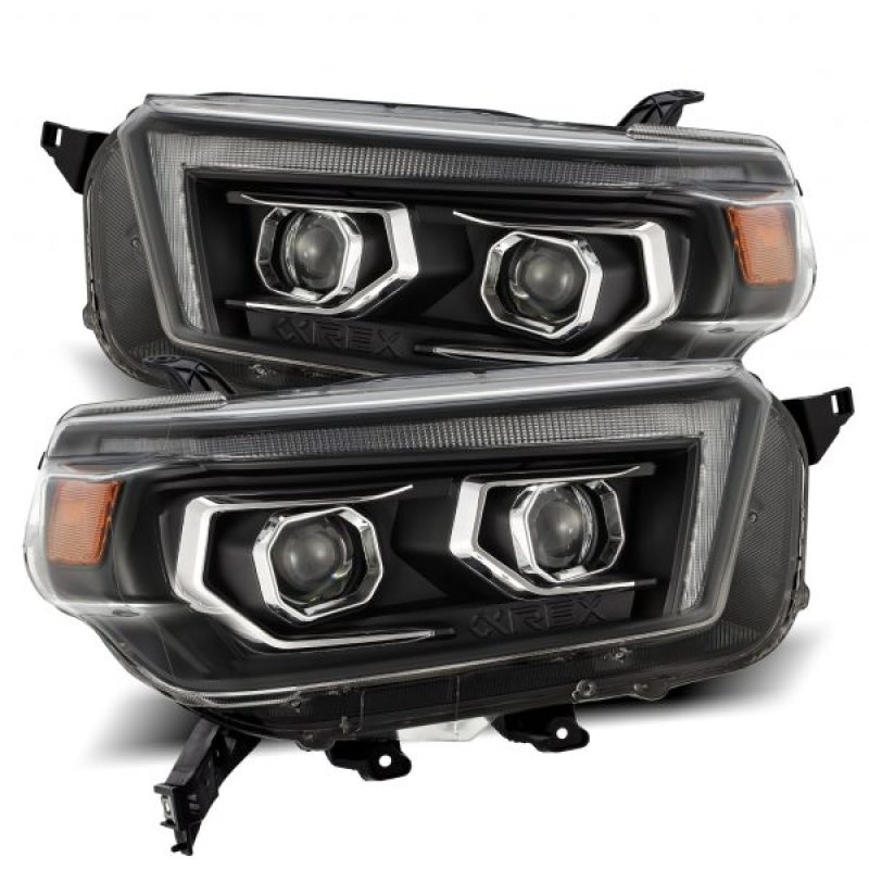 FR SPORT AlphaRex 10-13 Toyota 4Runner LUXX LED Proj Headlights Plank Style Black w/Seq...
