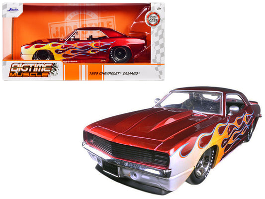 Rapid Vehicles 1969 Chevrolet Camaro Red with Flames 1/24 Diecast Model Car by Jada  free...