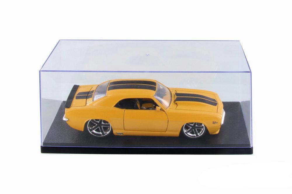 Showcasts Acrylic Display Case (w/ 3 Background Designs) with Black Plastic Base 1:18