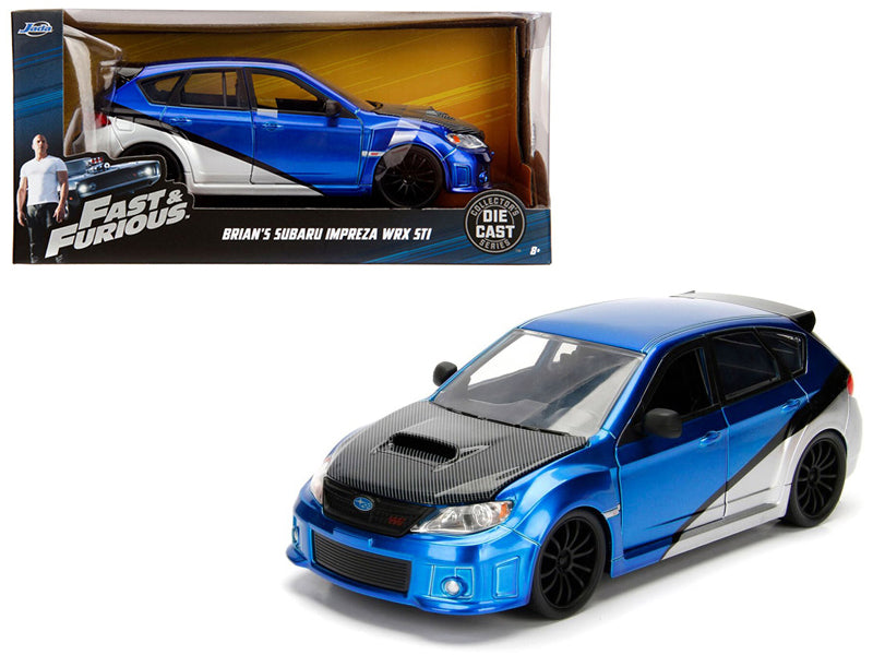Rapid Vehicles Brian's Subaru Impreza WRX STI Blue and Silver with Carbon Hood "Fast & Furious"...