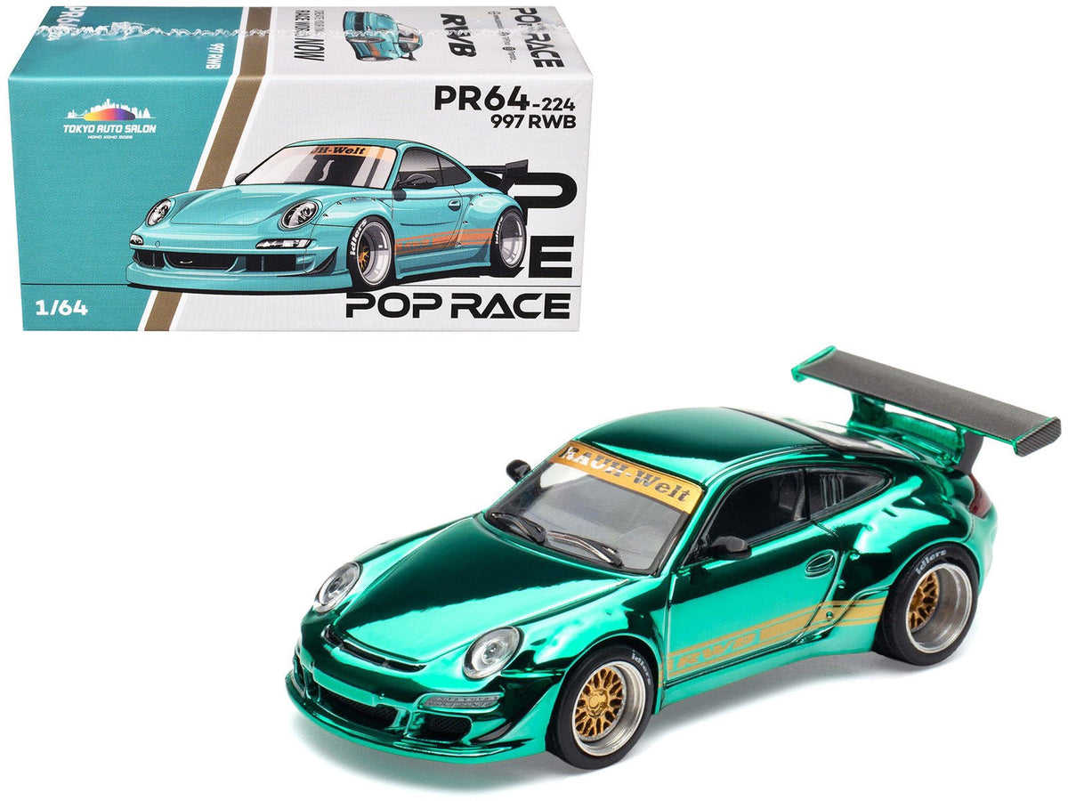 Rapid Vehicles 997 RWB Spectraflame Teal with Gold Stripes "Tokyo Auto Salon - Hong Kong 2025"...