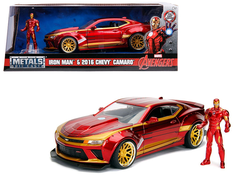 Rapid Vehicles 2016 Chevrolet Camaro with Iron Man Diecast Figure "Marvel" Series 1/24 Diecast...