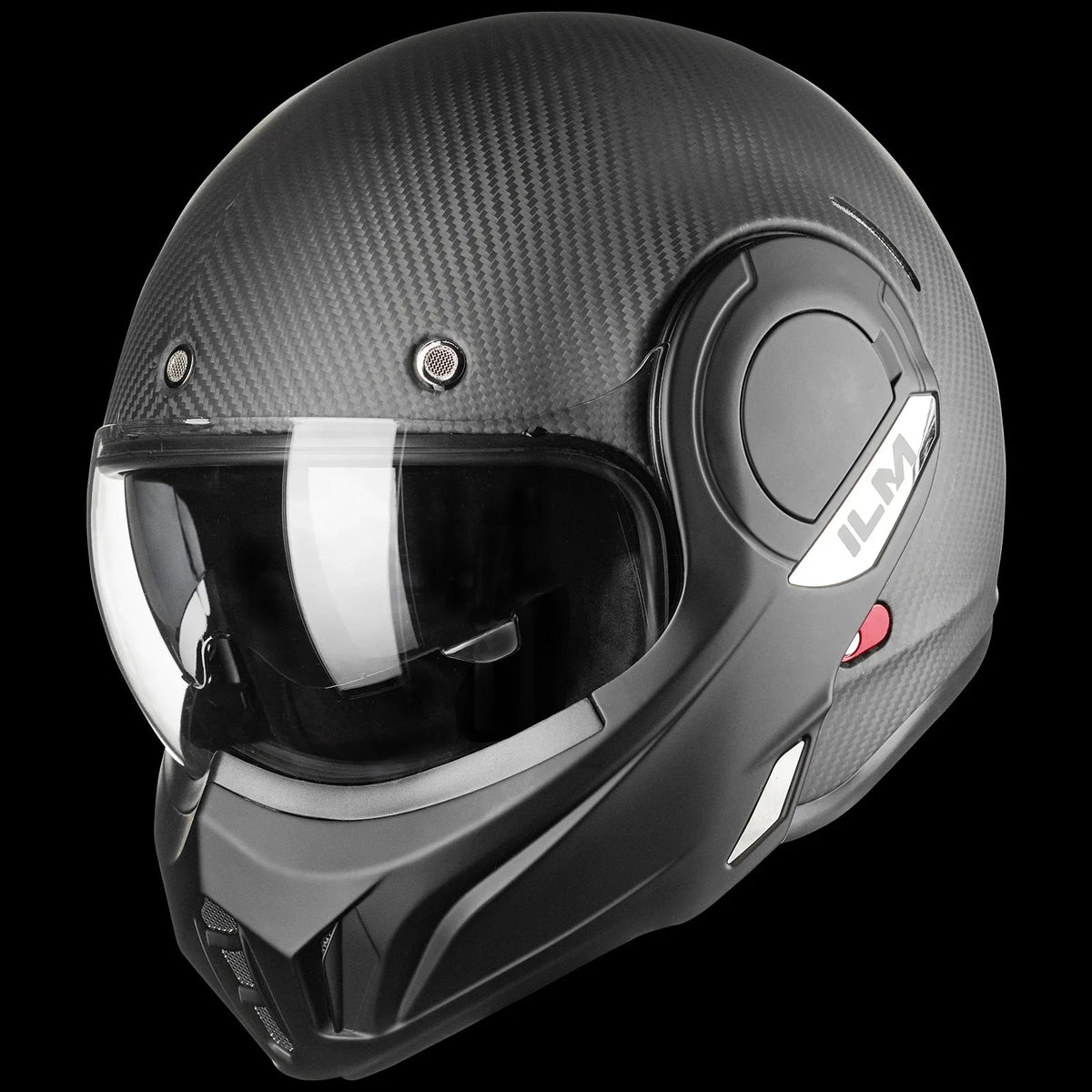 ILM Carbon Fiber Vintage Full Face Modular Motorcycle Helmet Model B707C