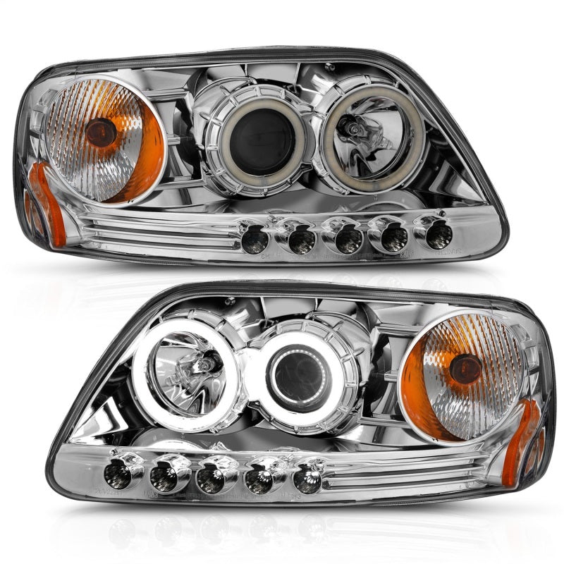 FR SPORT Anzo 1997.5-2003 Ford F-150 Projector Headlights w/ Halo Chrome 1pc - View 4
