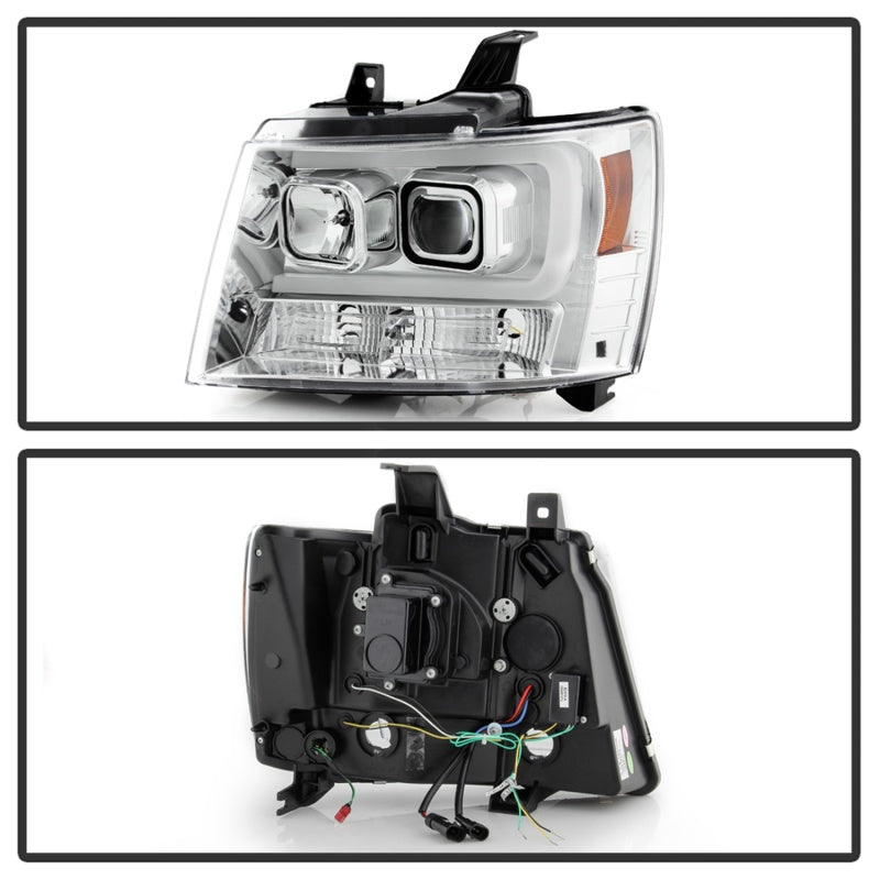 FR SPORT Spyder 07-14 Chevy Suburban/Tahoe V2 Projector Headlights LED Turn Sig Chrome...