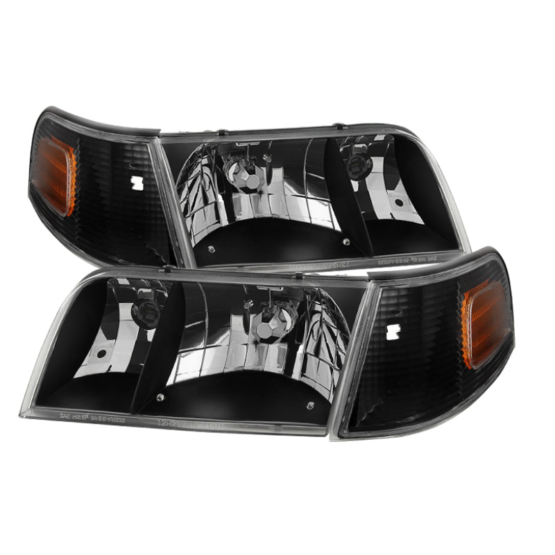 SPYDER Xtune Crown Victoria 98-11 Crystal Headlights w/ Corner Lights Set Black HD-JH-CRVI98-SET-BK 9031021