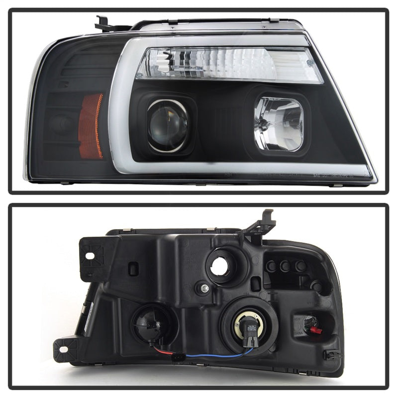FR SPORT Spyder 04-08 Ford F-150 Projector Headlights - Light Bar DRL - Black...