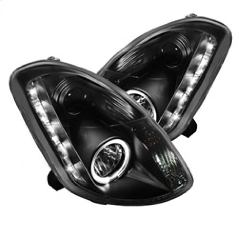 FR SPORT Spyder Infiniti G35 03-04 4DR Projector Halogen - LED Halo DRL Blk High H4...