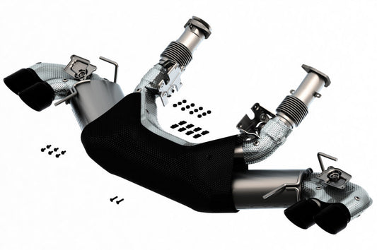FR SPORT Borla 2020 Chevrolet Corvette C8 6.2L S-Type Exhaust System Dual Round Rolled A/C Black...