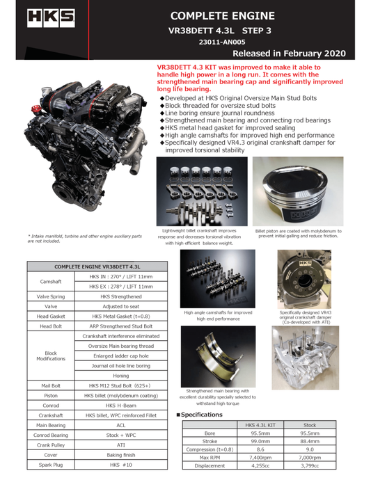FR SPORT HKS Nissan R35 GT-R / GT-R Nismo VR38 4.3L  23011-AN005