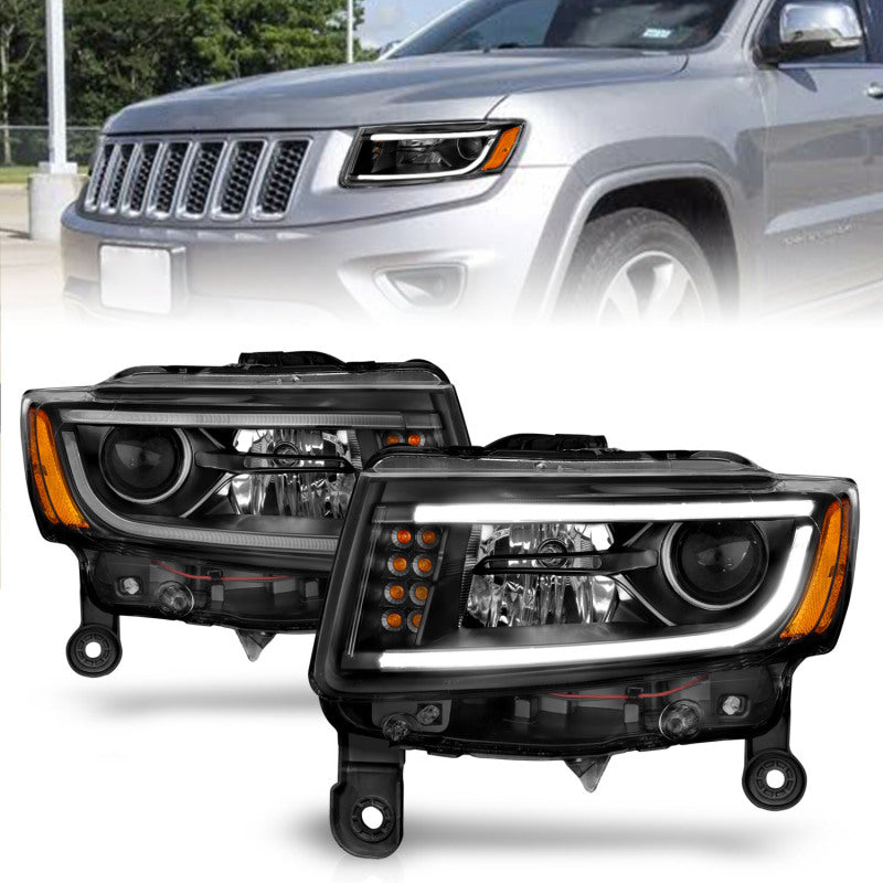 Anzo 2014-2015 Jeep Grand Cherokee Projector Headlights w/ Plank Style Desi