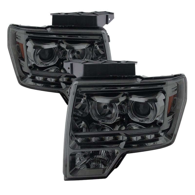 FR SPORT SPYDER Xtune Ford F150 09-14 Projector Headlights Halogen Model Only LED Halo Smoked...