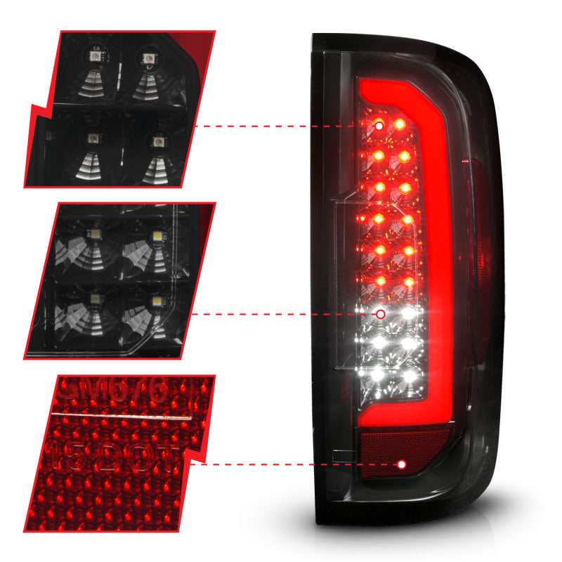 ANZO 15-21 Chevrolet Colorado Full LED Tail Lights w/ Red Lightbar Black Housing Smoke Lens 311433