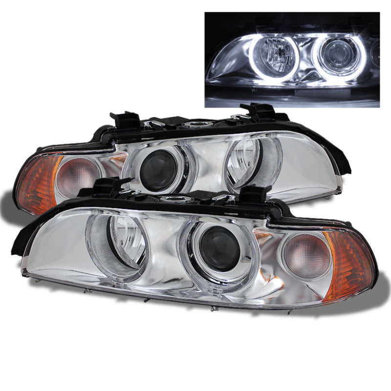 SPYDER Xtune Bmw E39 5-Series 97-03 Halo Projector Headlights Chrome PRO-CL-BE3997-G2-C 5073235