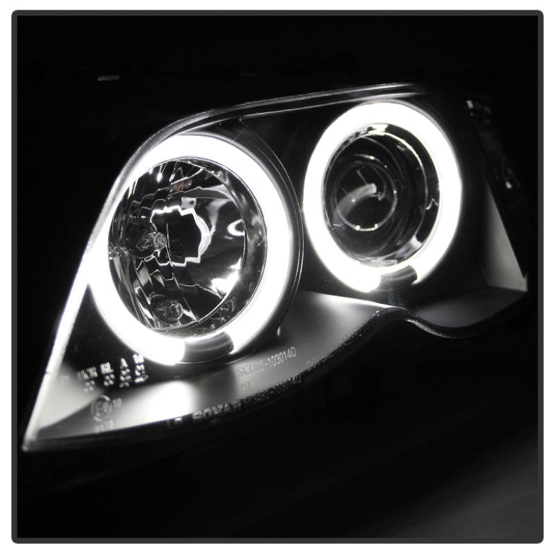 FR SPORT Spyder BMW E46 3-Series 02-05 4DR Projector Headlights 1PC LED Halo Blk...