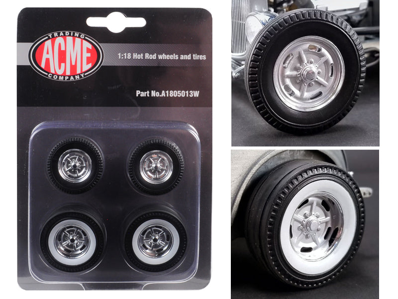 Rapid Vehicles Chrome Salt Flat Wheel and Tire Set of 4 pieces from "1932 Ford 5 Window Hot Rod"...