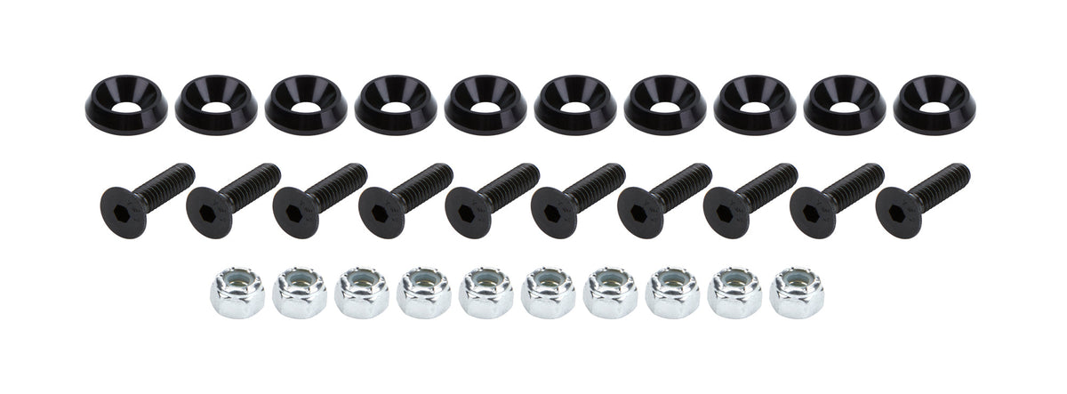 Countersunk Bolts 1/4in w/ 3/4in Washer Blk 10pk - ALL18629
