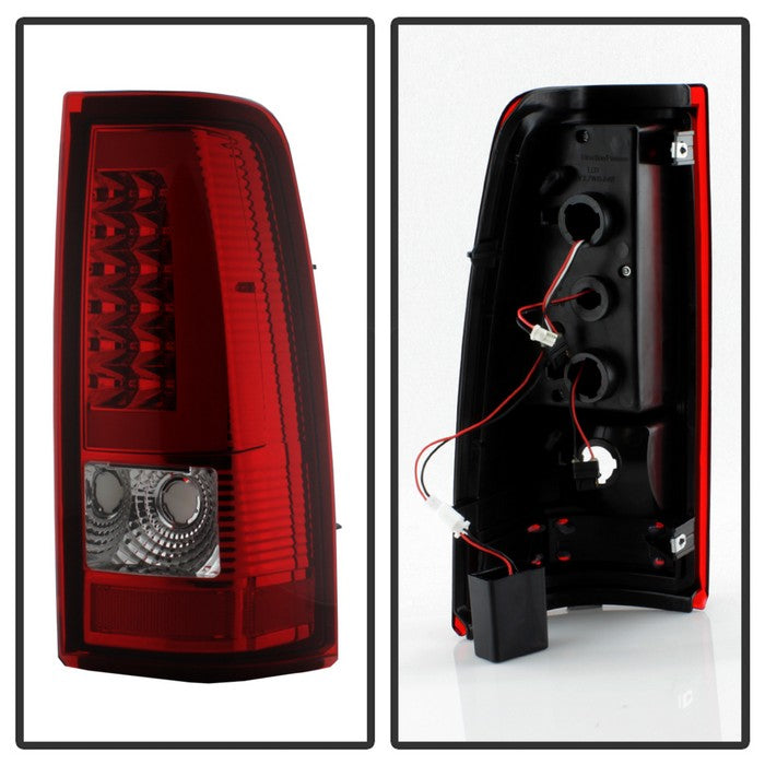 SPYDER xTune 03-06 Chevy Silverado 1500 Light Bar Style LED Tail Lights - Red Clear (ALT-JH-CS03-LBLED-RC) 9036828