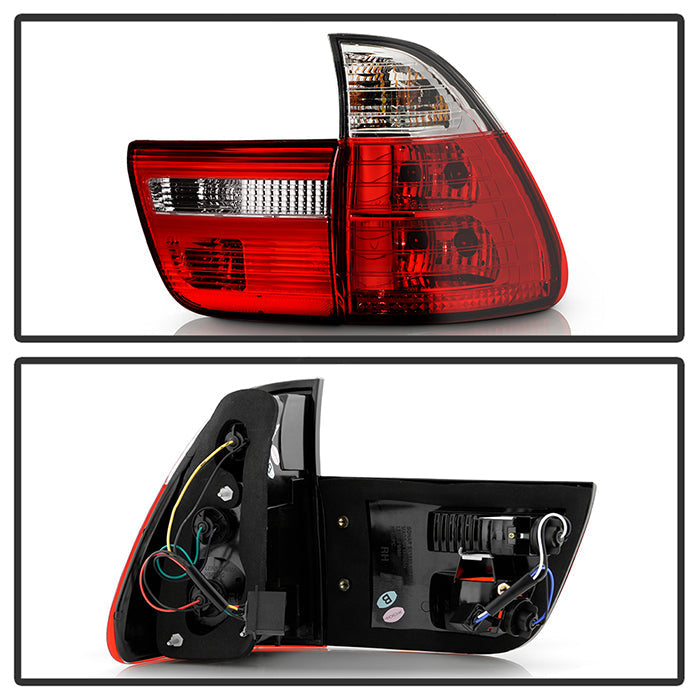 Spyder BMW E53 X5 00-06 4PCS Euro Style Tail Lights- Red Clear ALT-YD-BE5300-RC 5000835