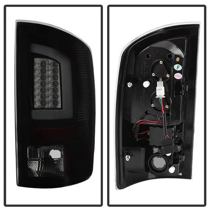 Spyder 07-09 Dodge Ram 2500/3500 V3 Light Bar LED Tail Lights - Blk Smoke ALT-YD-DRAM06V3-LBLED-BSM 5084279