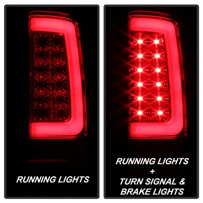 Spyder 07-13 GMC Sierra 1500 V2 Light Bar LED Tail Lights - Red Clear (ALT-YD-GS07V2-LBLED-RC) 5084767