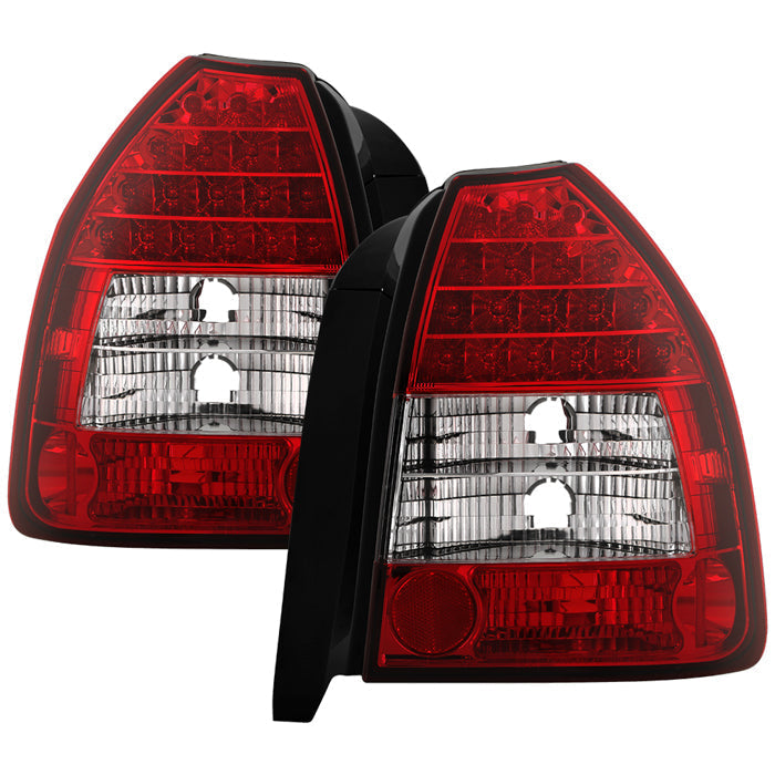 Spyder Honda Civic 96-00 3DR LED Tail Lights Red Clear ALT-YD-HC96-3D-LED-RC 5004949