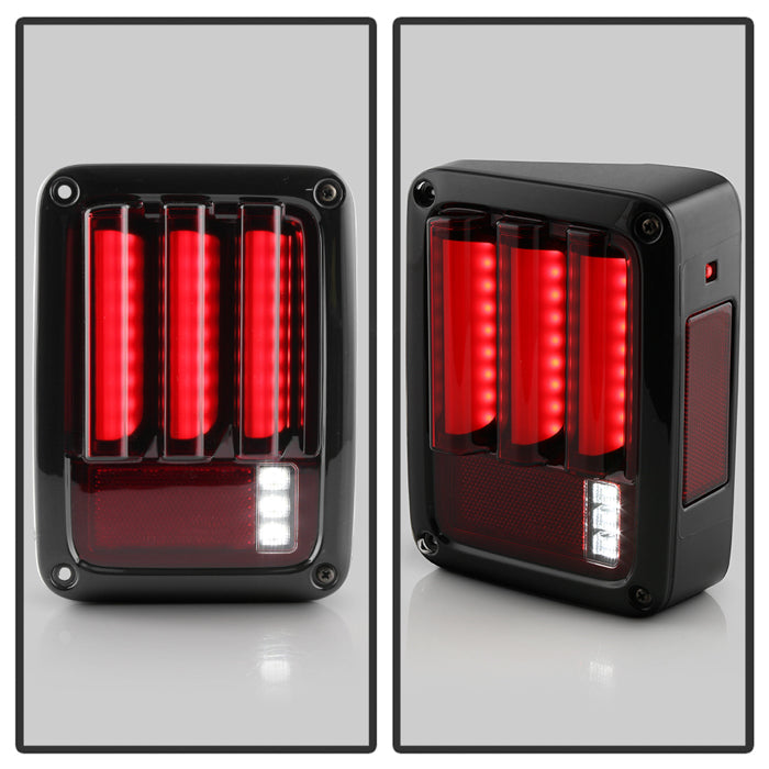 Spyder 07-16 Jeep Wrangler Version 2 Light Bar LED Tail Lights - Red Clear (ALT-YD-JWA07V2-LBLED-RC) 5084798