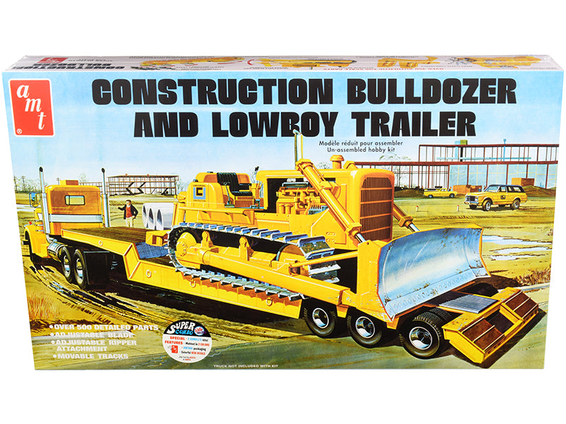 Rapid Vehicles Skill 3 Model Kit Construction Bulldozer and Lowboy Trailer Set of 2 pieces 1/25...