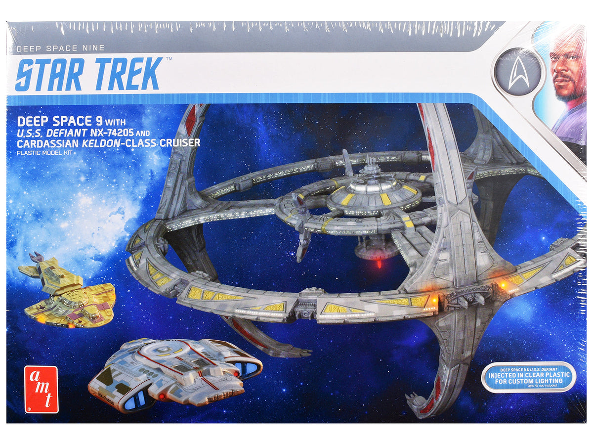 Rapid Vehicles Skill 2 Model Kit Deep Space 9 Space Station with USS Defiant NX-74205 Space Ship...
