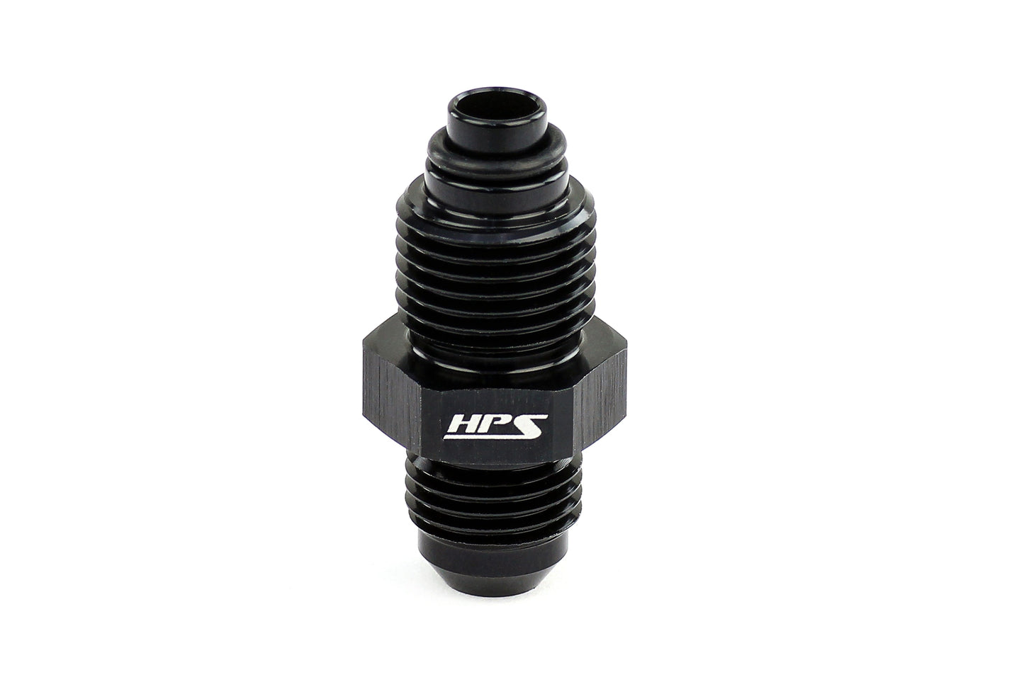 HPS Performance Products AN Male to Metric Thread Male O-Ring Tip Adapter, Aluminum, Black