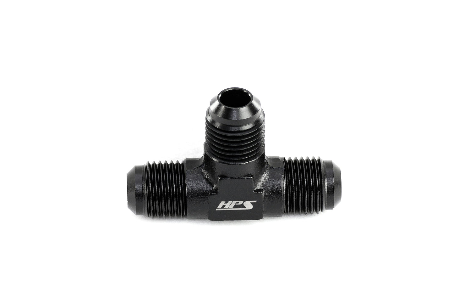HPS Performance Products AN Male to Male 3-Way Tee Adapter, Aluminum, Black