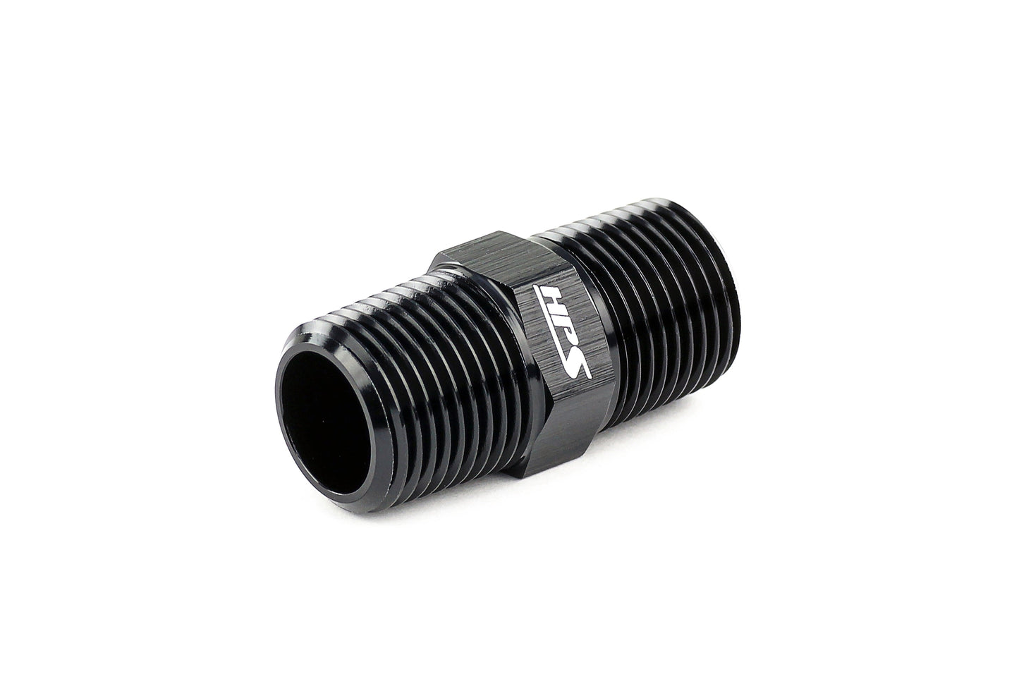 HPS Performance Products Straight NPT Male To NPT Male Union Coupler Adapter, Aluminum, Black