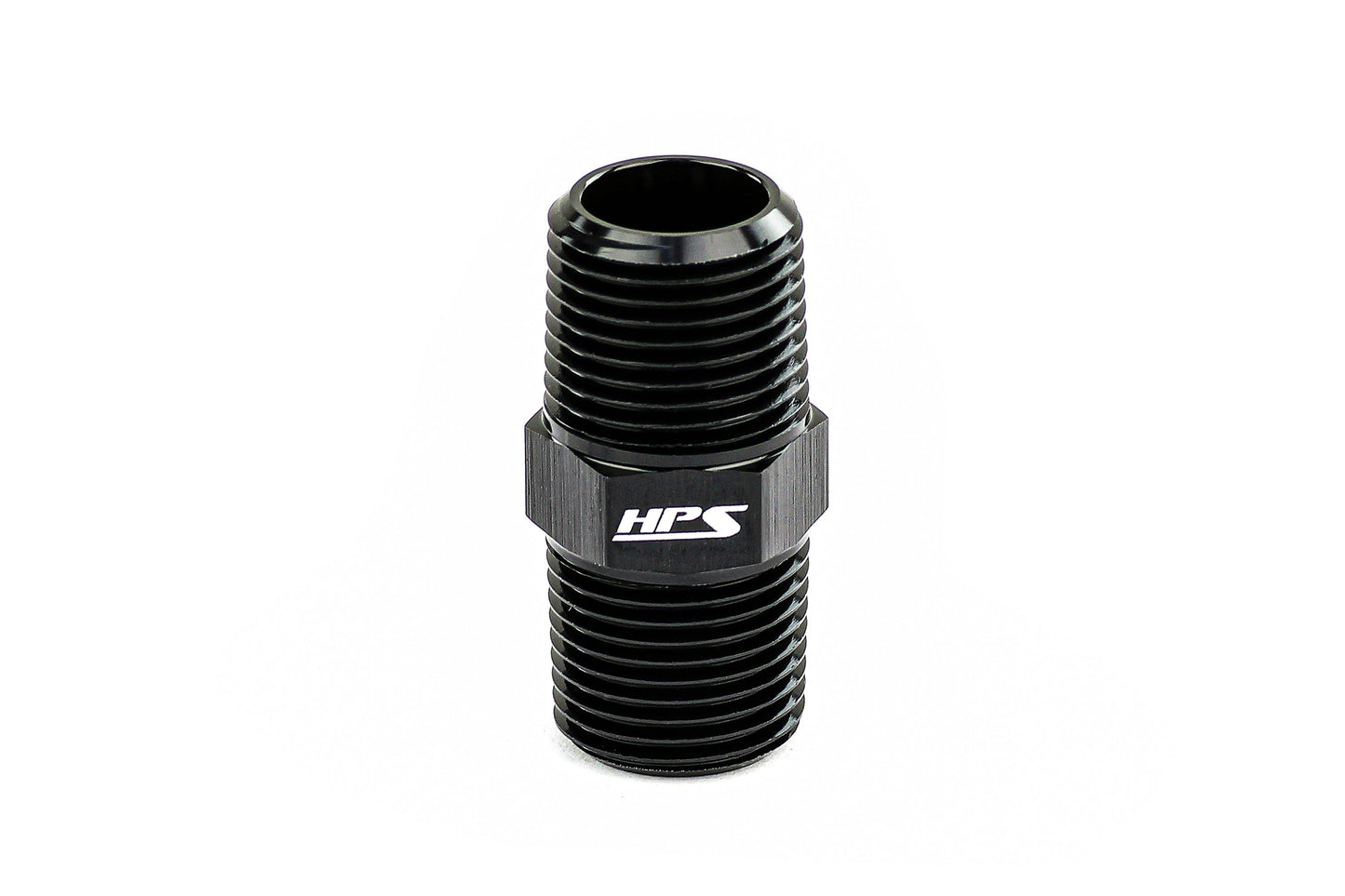 HPS Performance Products Straight NPT Male To NPT Male Union Coupler Adapter, Aluminum, Black
