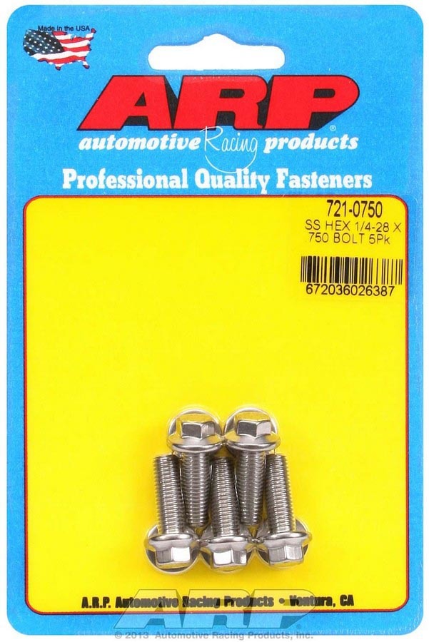 Bolt Kit - SS 6pt 5pk 1/4-28 x .750 - 7210750